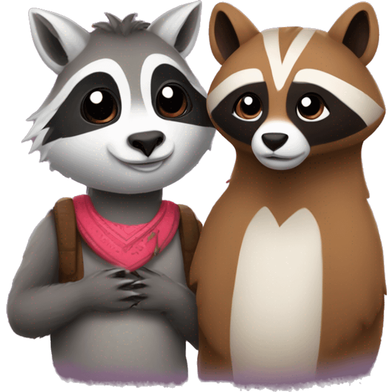 Lama and raccoon in love emoji