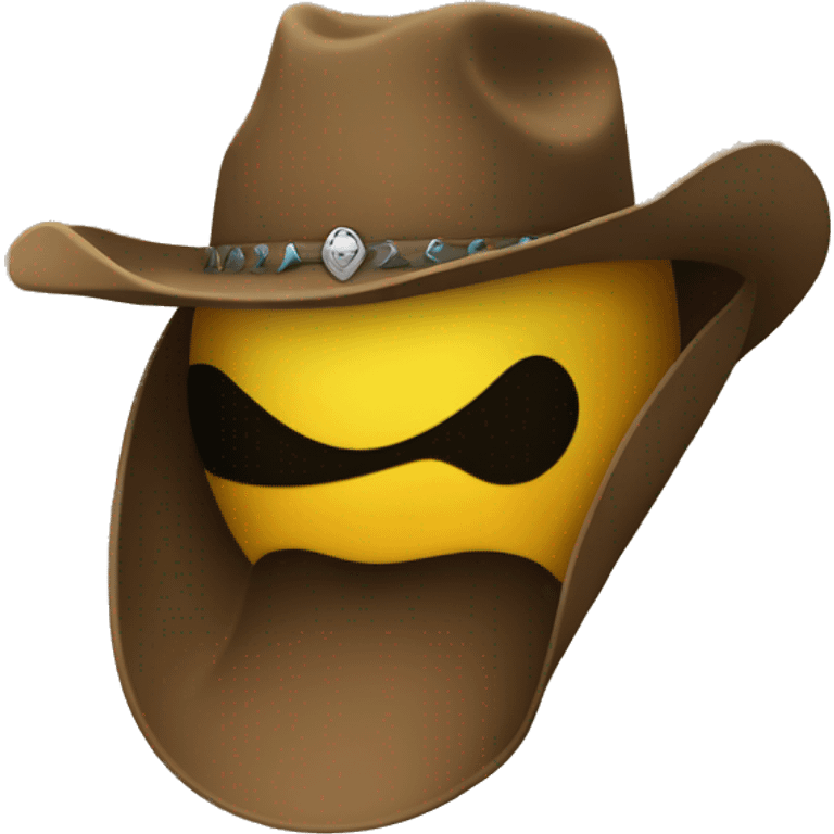 Cowboy hat, smooch, yellow face emoji