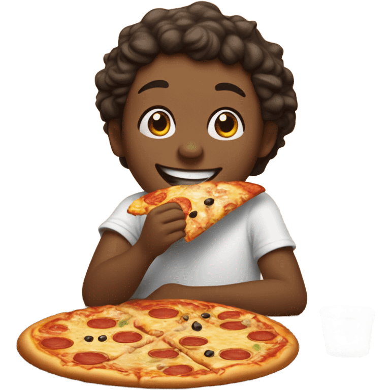 Kid eating pizza emoji