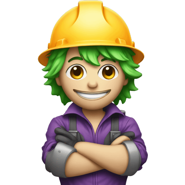 Cute joker with crossed arms with construction helmet emoji