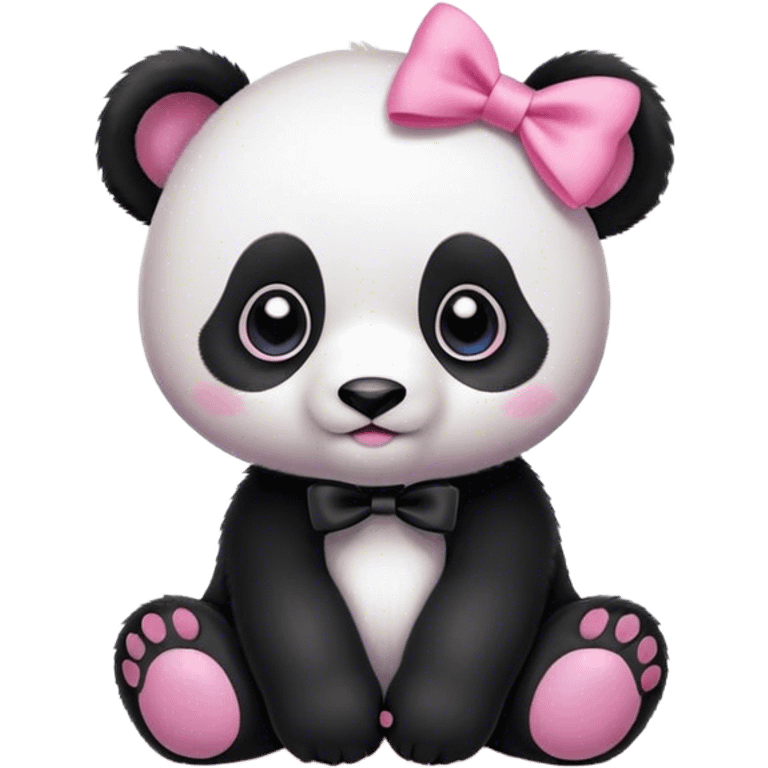 Baby panda with a pink bow emoji