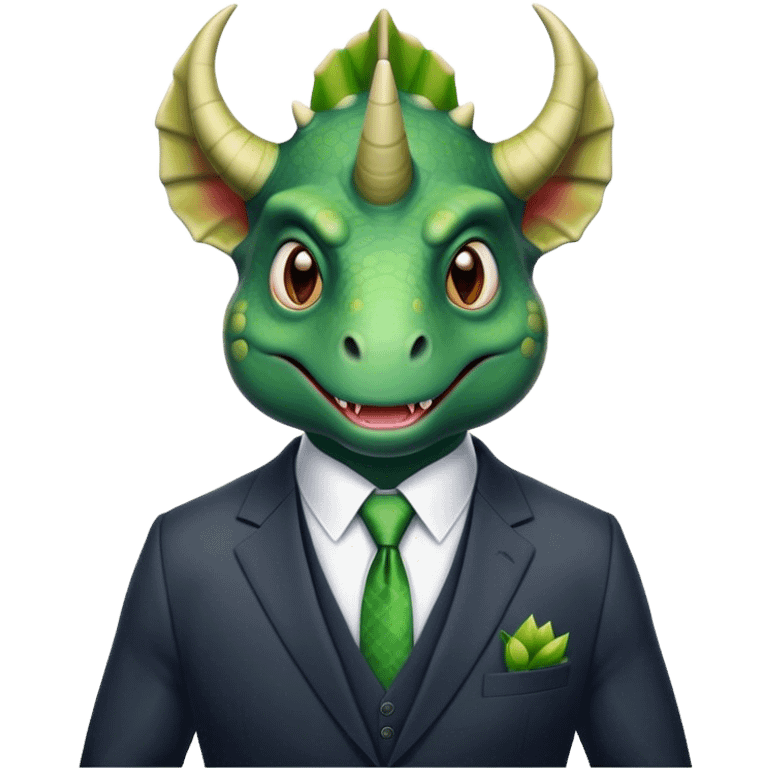 faces of different office green triceratops in a suit emoji