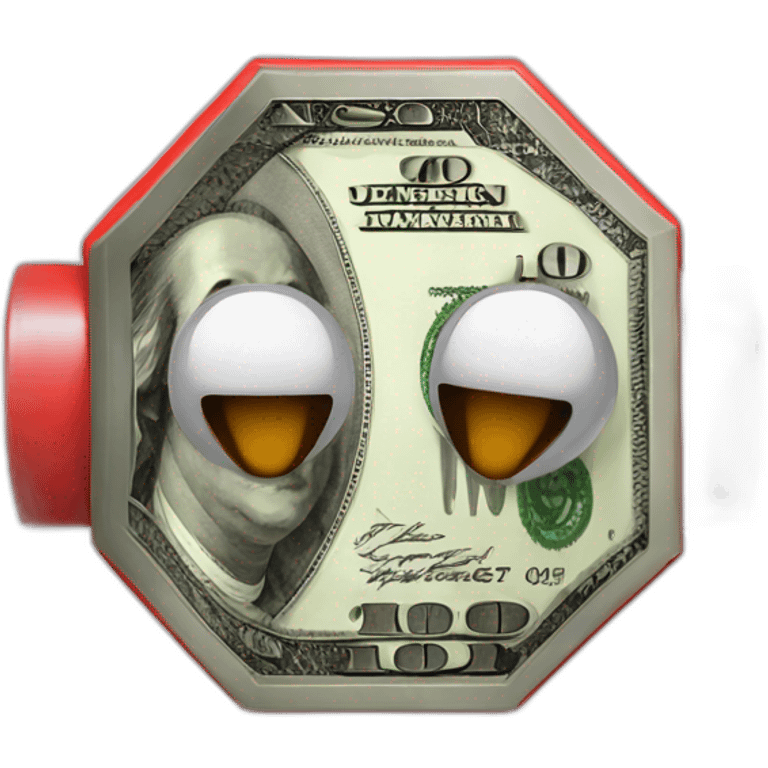 stop sign, money covering ears emoji