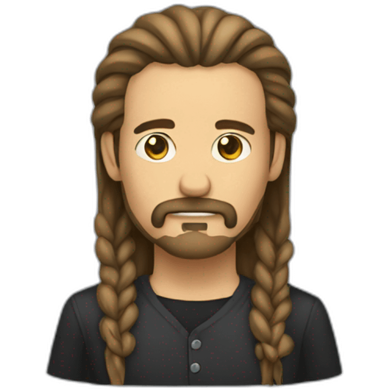 Men with long, tied hair and a goatee emoji