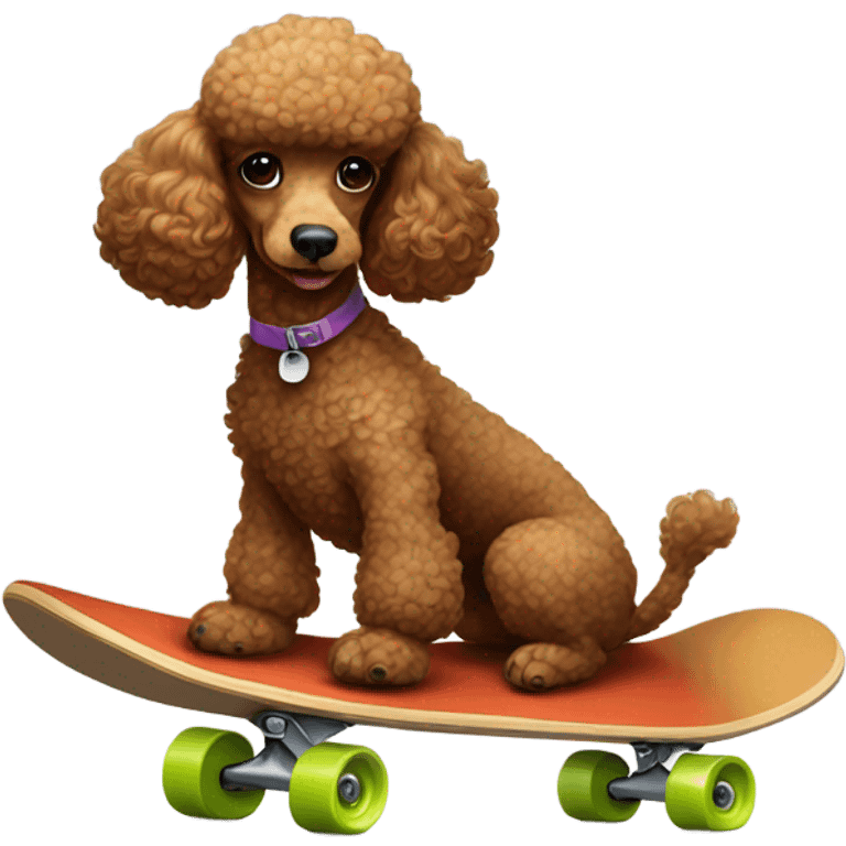 Brown poodle riding skateboard emoji