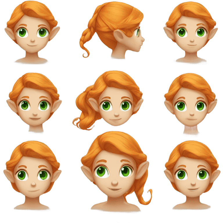 Orange hair princess green eyes elf ears emoji