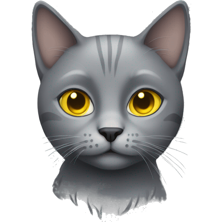 grey cat with yellow eyes emoji