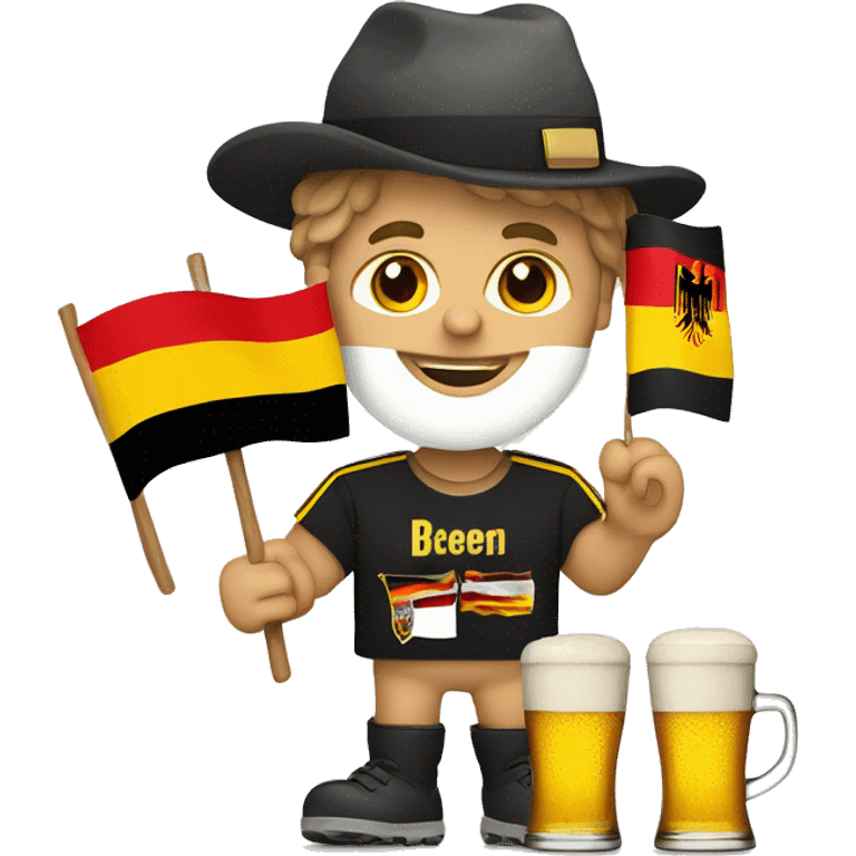 German Football Fan with flag, beer, schnitzel, and a football emoji