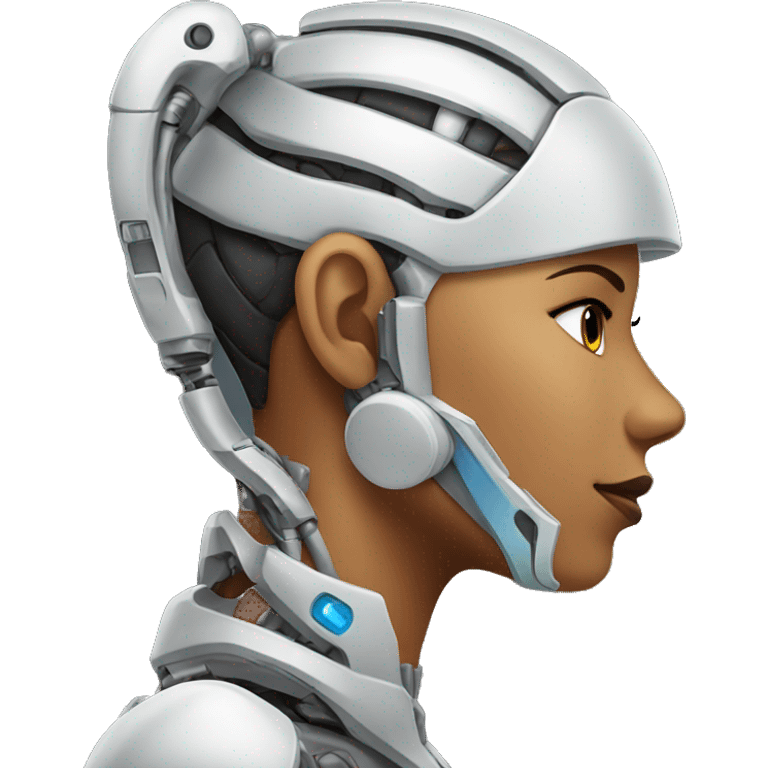 female Side profile of a cyborg with an ear implant emoji