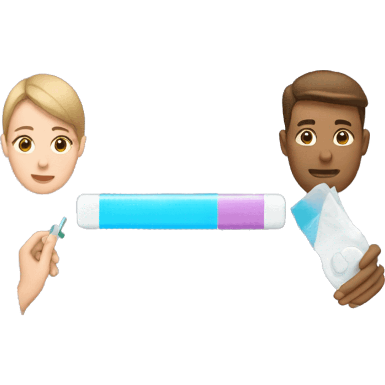 couple looking at pregnancy test emoji