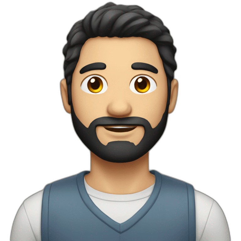 a guy with a black hair and Light beard with glass emoji