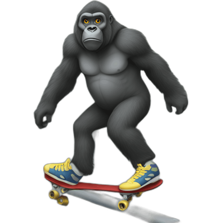 Clothed Gorilla Barefoot Skates down Railing emoji