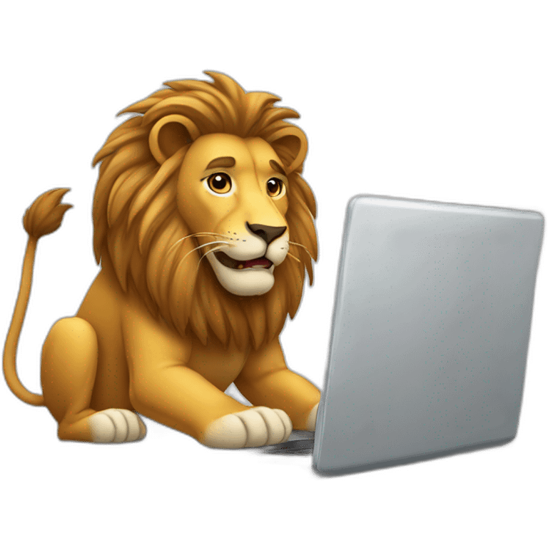 Lion working laptop emoji