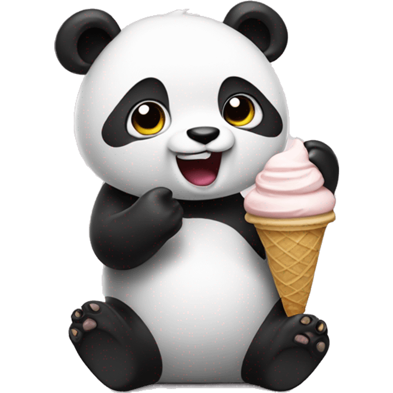 Panda eating ice cream emoji