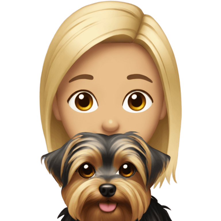 yorkie with a blonde girl  emoji