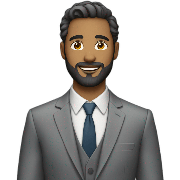 30 year old man with beard and gray suit emoji