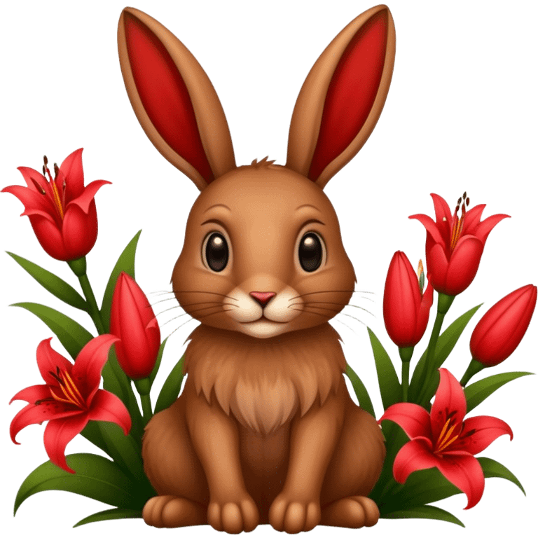 Hase mit roten Lilien emoji