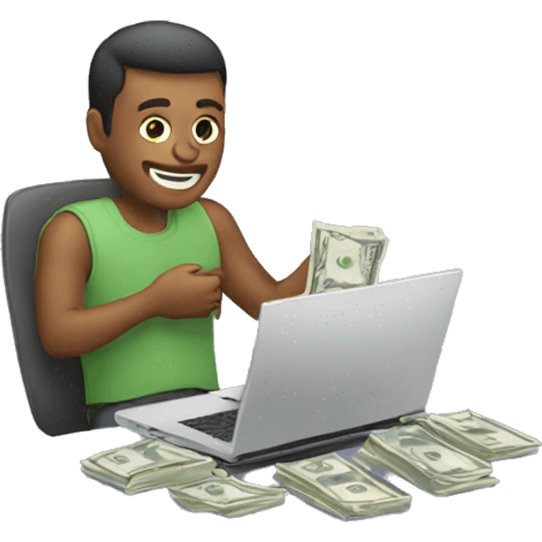 man with laptop and cash emoji