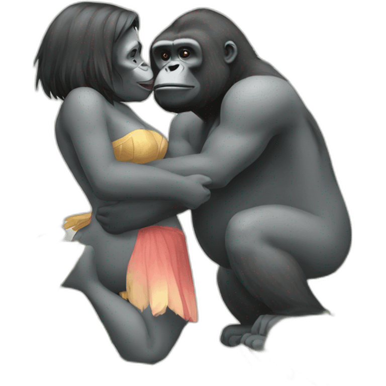 Harambe kissing a Japanese girl emoji