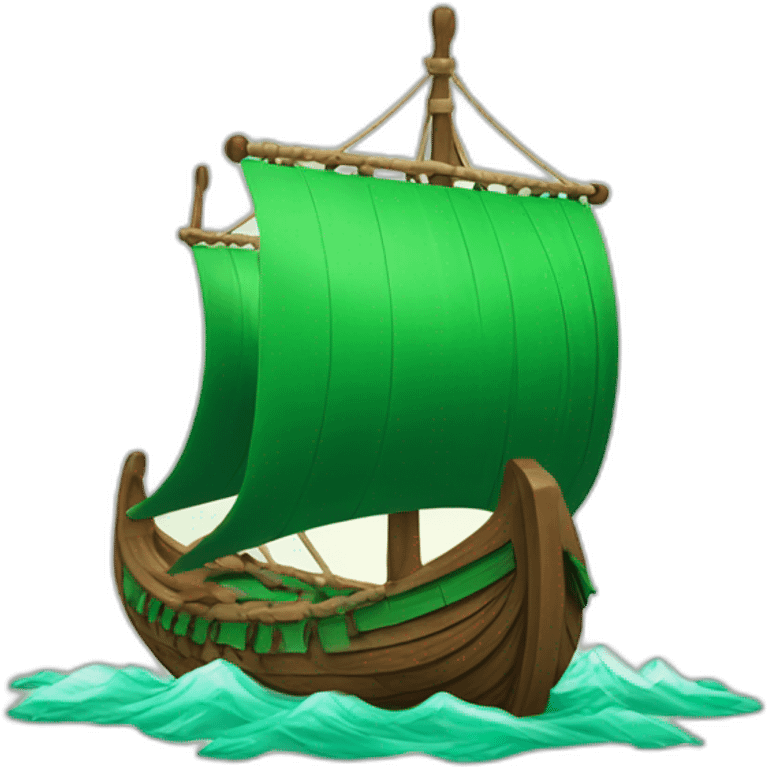 Viking Ship with green sails emoji