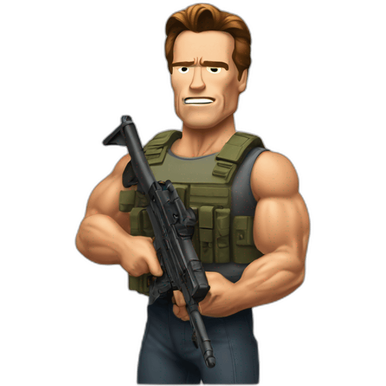 Schwarzenegger with submachine gun emoji