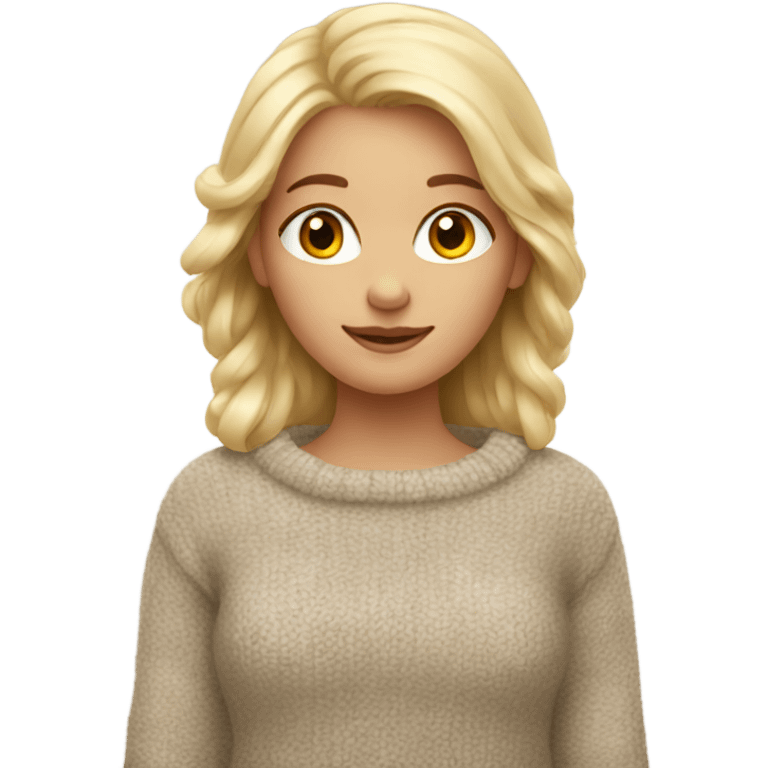 blonde girl in cozy sweater emoji