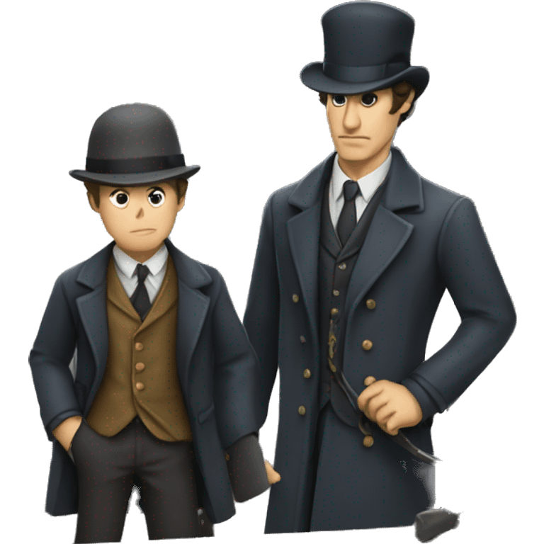 Sherlock Holmes and Watson investigating at a crime scene emoji