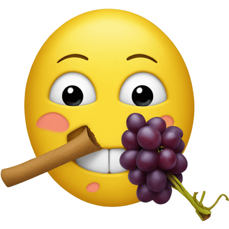 face eating a yellow stick with 2 grapes on the end  emoji