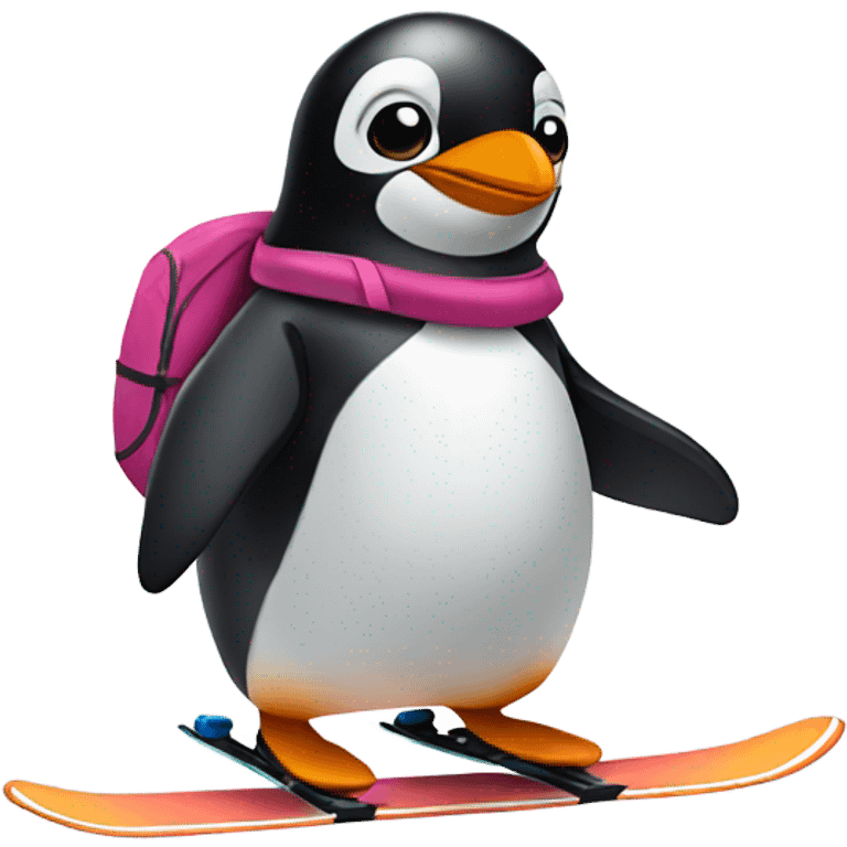 Penguin skiing emoji