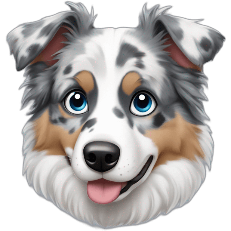 blue merle australian sheperd with different coloured eyes emoji