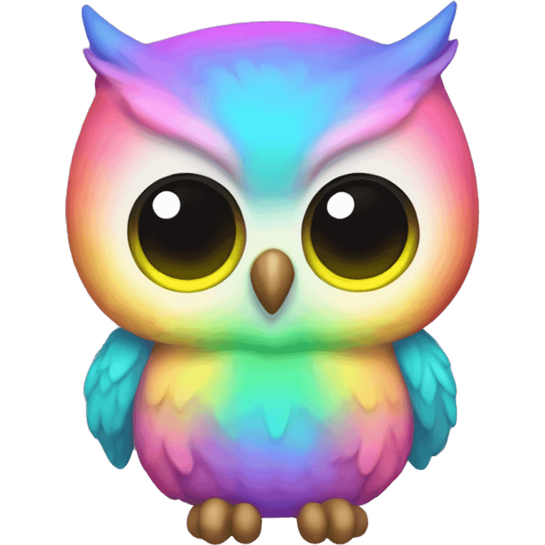 Chibi pastel rainbow owl with neon shirt   emoji