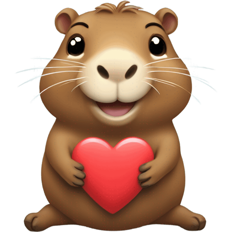 Capybara dando un corazón con sus manos mientras sonríe emoji