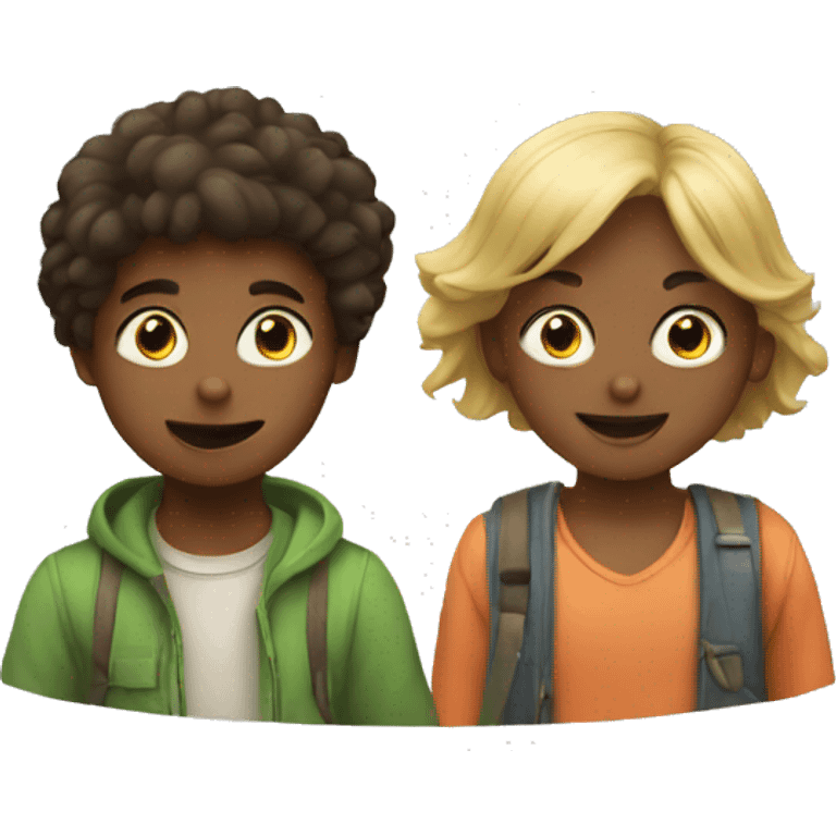 Two kids playing  emoji