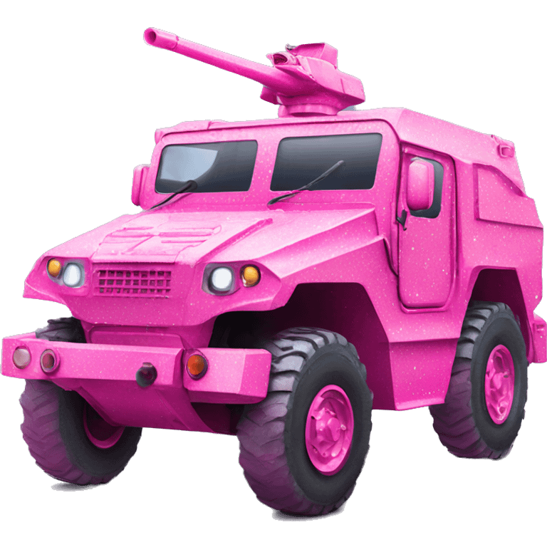 Pink ombre military vehicle with glitter emoji