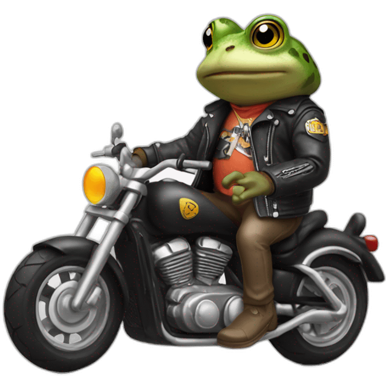 Toad in motorbike with rock and roll jacket emoji