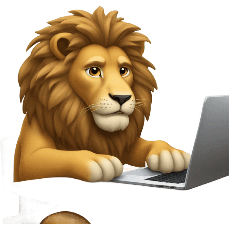 lion working on laptop emoji