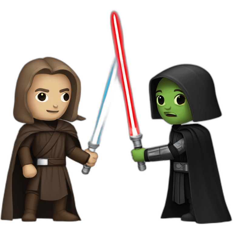 Jedi and a sith lord fighting each other emoji