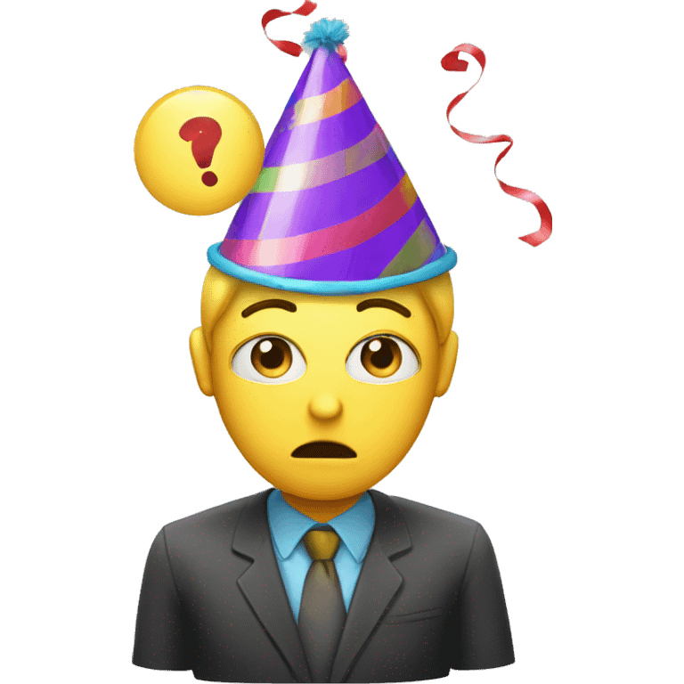 sad person in party hat blowing a party popper emoji