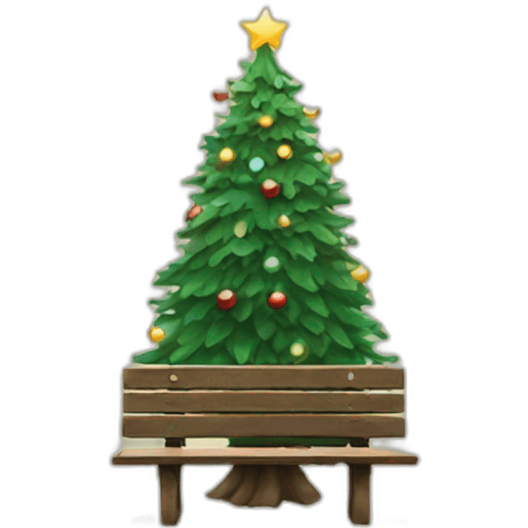 christmas tree and bench emoji