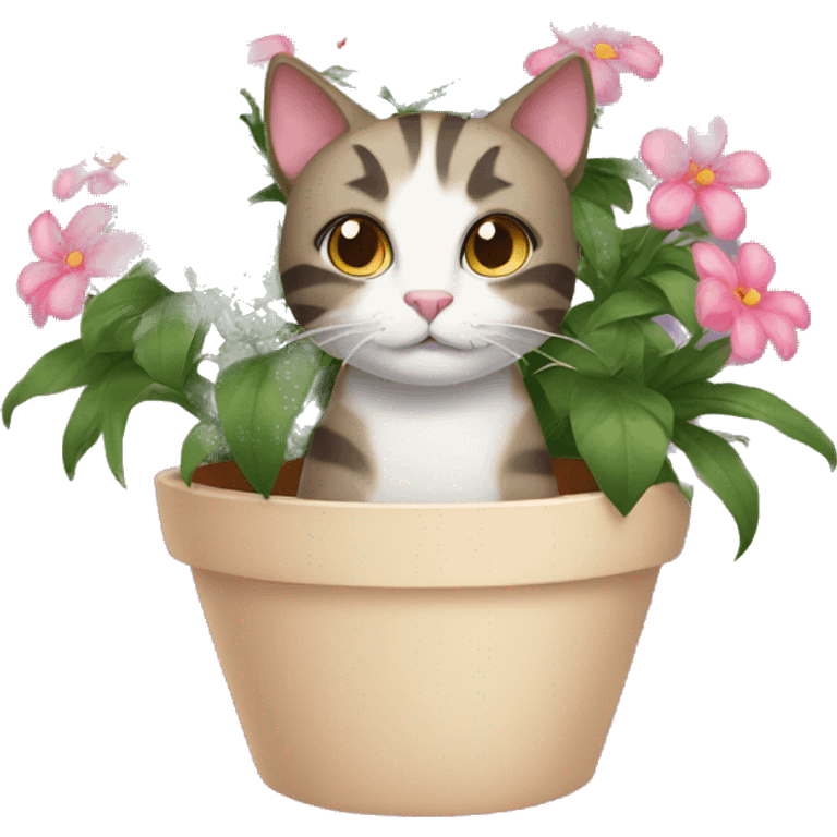 Cat in flower pot emoji