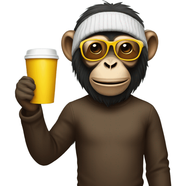 monkey wearing a ski mask holding a double cup emoji