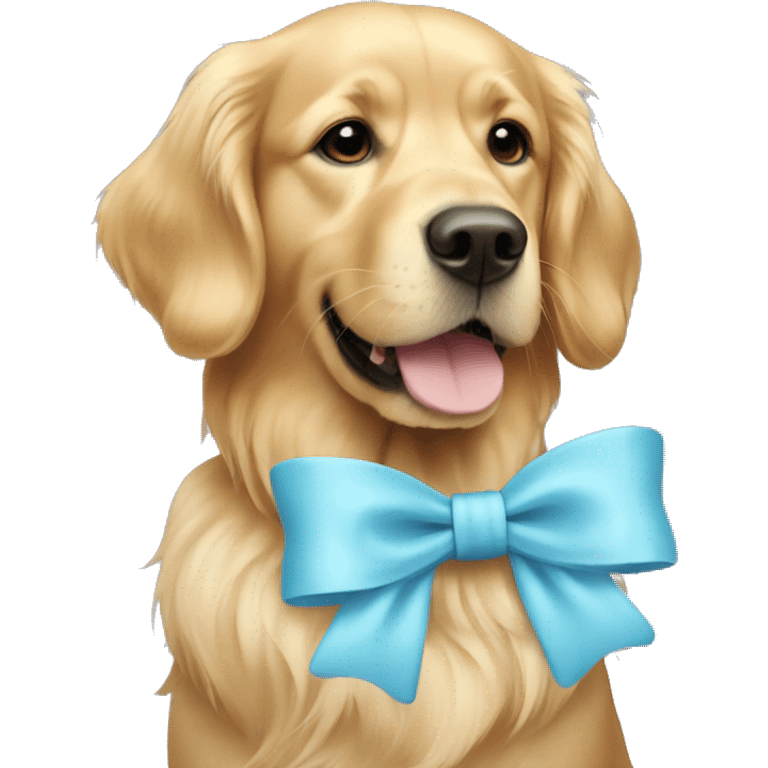 Golden Retriever with light blue feminine bow emoji