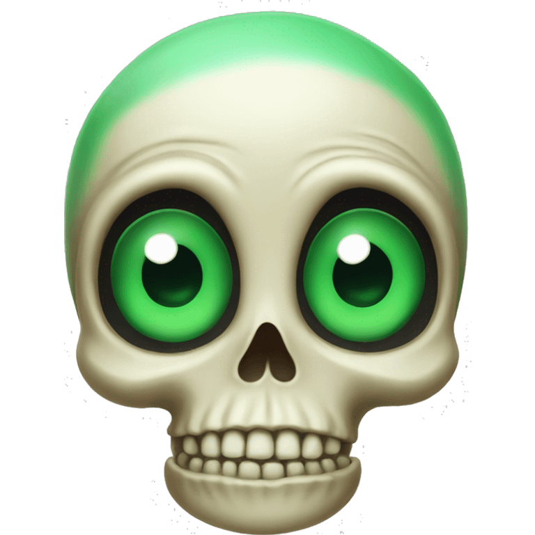 A big eyed skull with green hair emoji