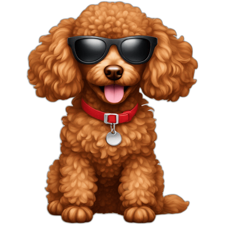 Cool red toy poodle with sunglasses emoji