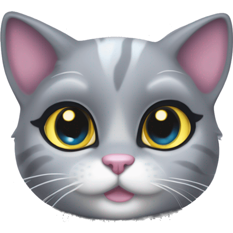 ethereal cute grey cat littlest pet shop lisa frank style emoji