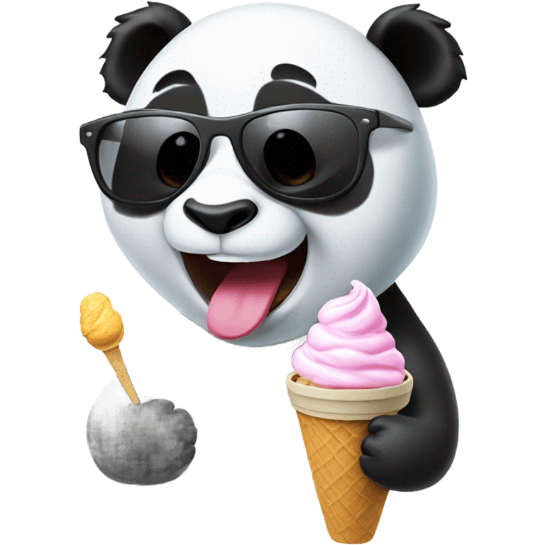 Panda with sunglasses eating ice cream emoji