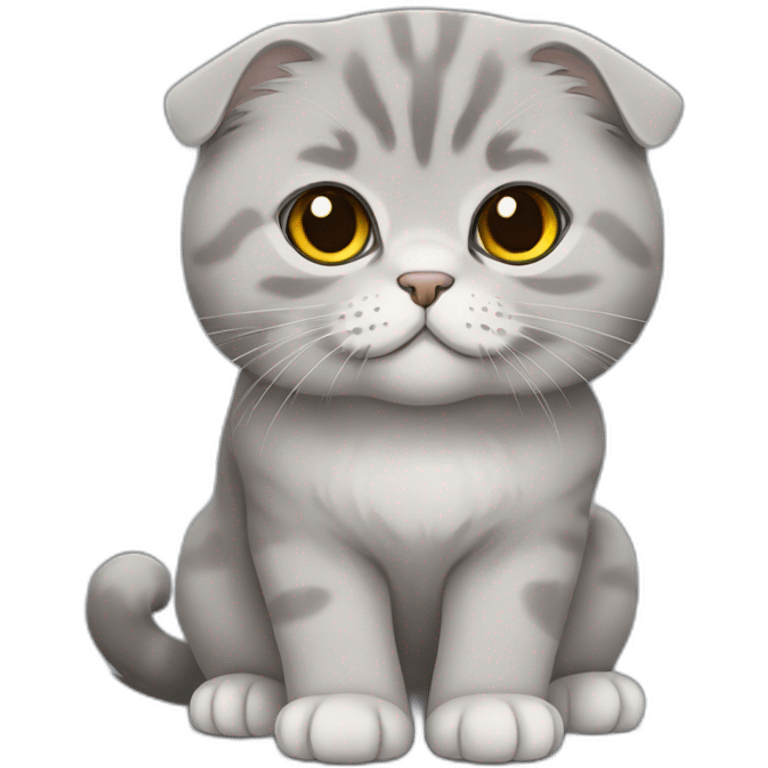 Scottish Fold Cat all grey long hair emoji