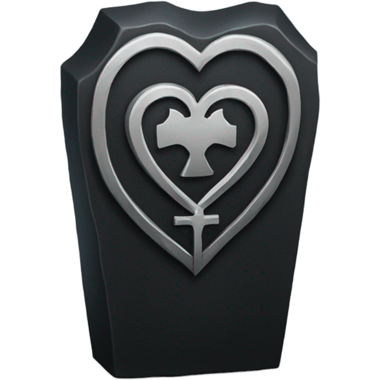 a black tombstone with the inscriptions in silver R. i. p. and a silver heart in the center emoji