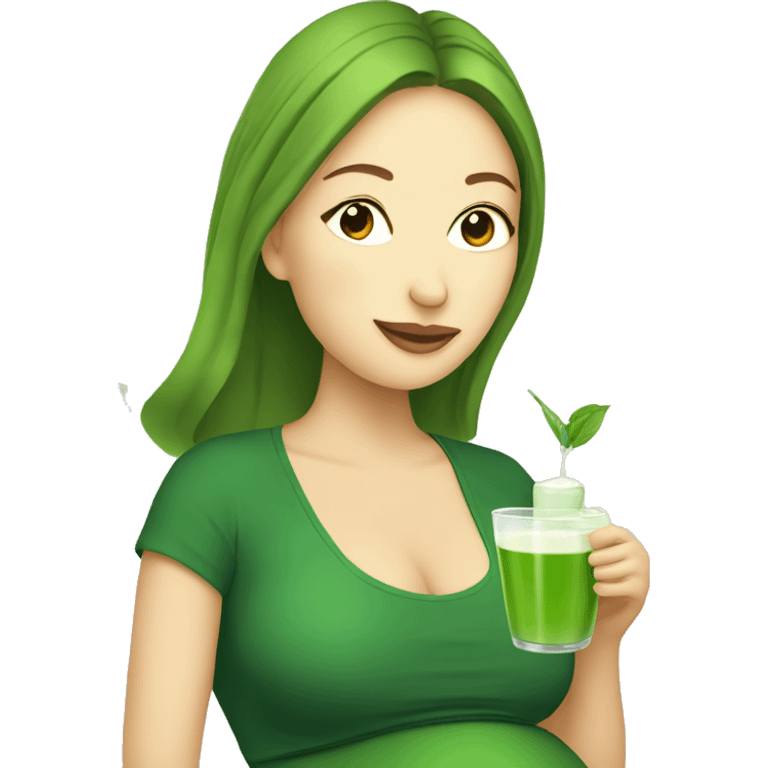 pregnant lady drinking matcha emoji