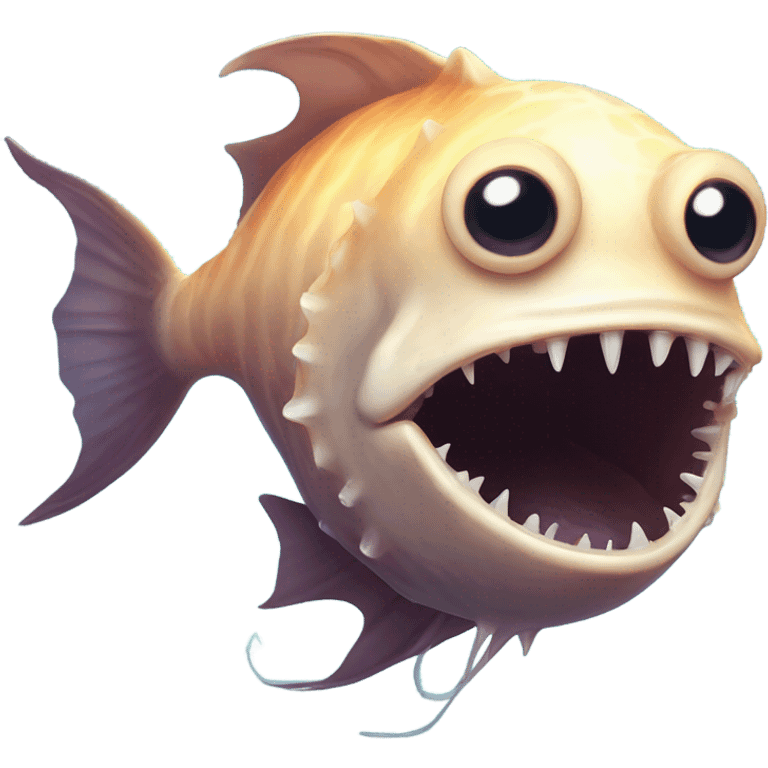 Anglerfish with glowing lure, sharp teeth, and big eyes. emoji